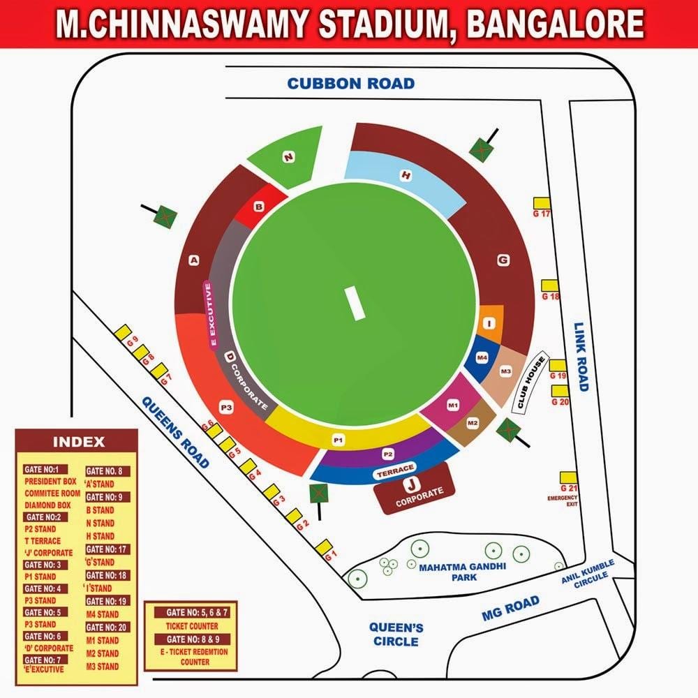 Chinnaswamy ملعب جلوس خريطة
